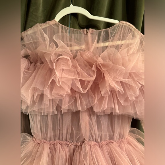 Elegant Pink Ruffled Long Sleeve Dress - Picture 3 of 7